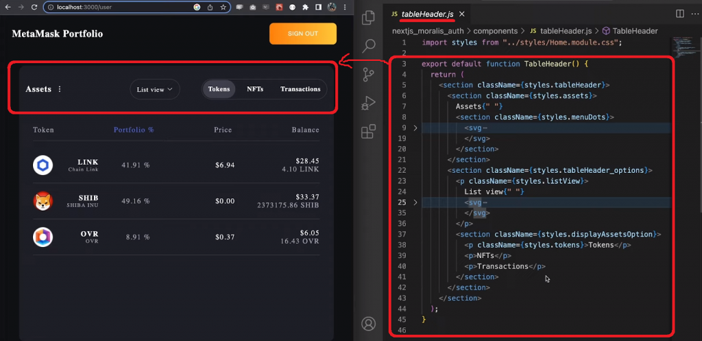 Components and Code - Polygon Portfolio Tracker
