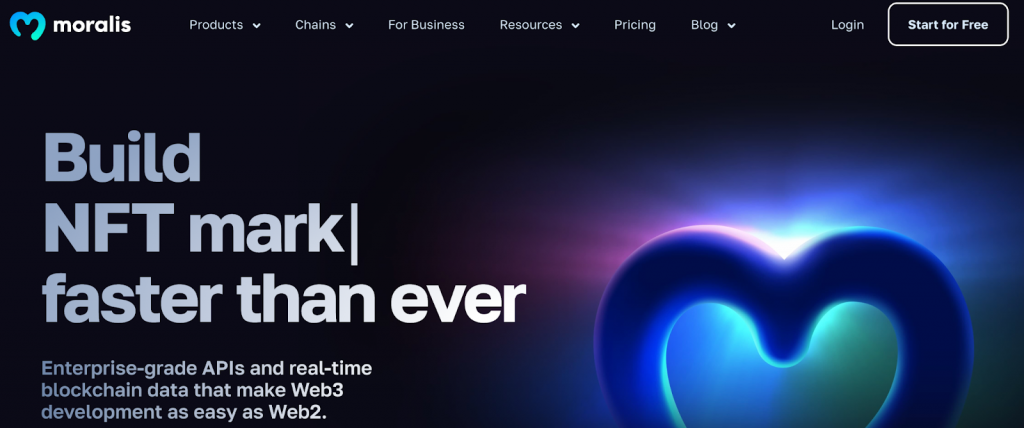 Moralis Homepage - Sign Up to Get All NFT Tokens Owned By a User Address