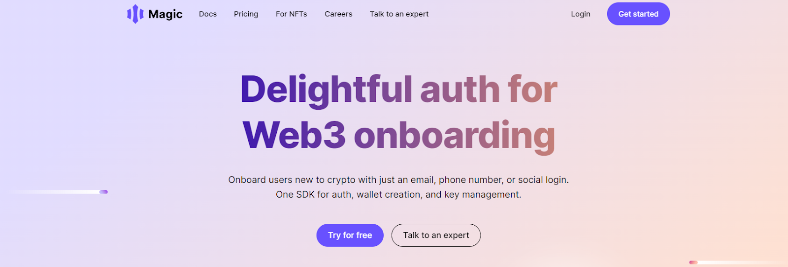 Magic.Link website for blockchain-based authentication.