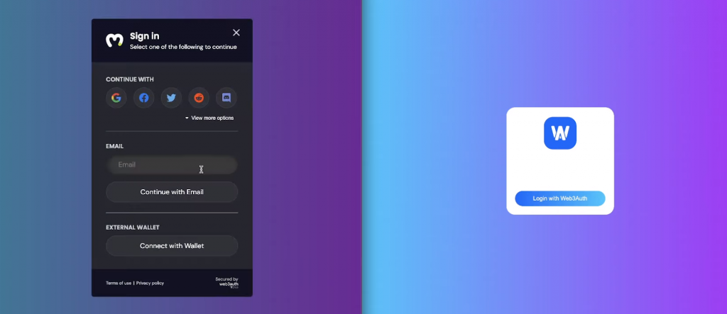 Various alternatives for dynamic Web3 authentication.