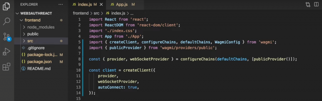 App.js file from the application.