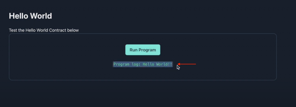 Solana smart contract building dapp hello world message.