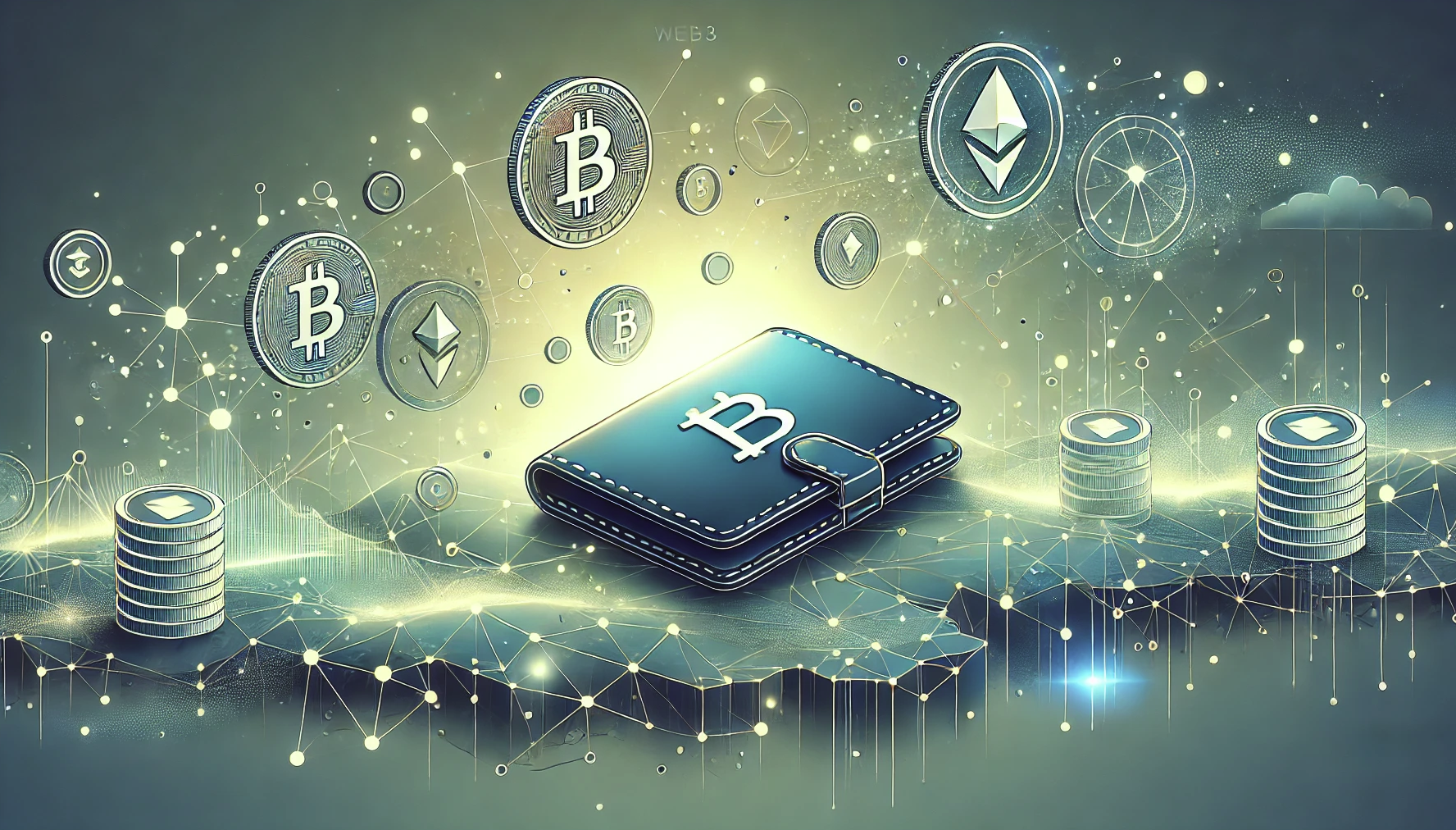 Wallet surrounded by coins.