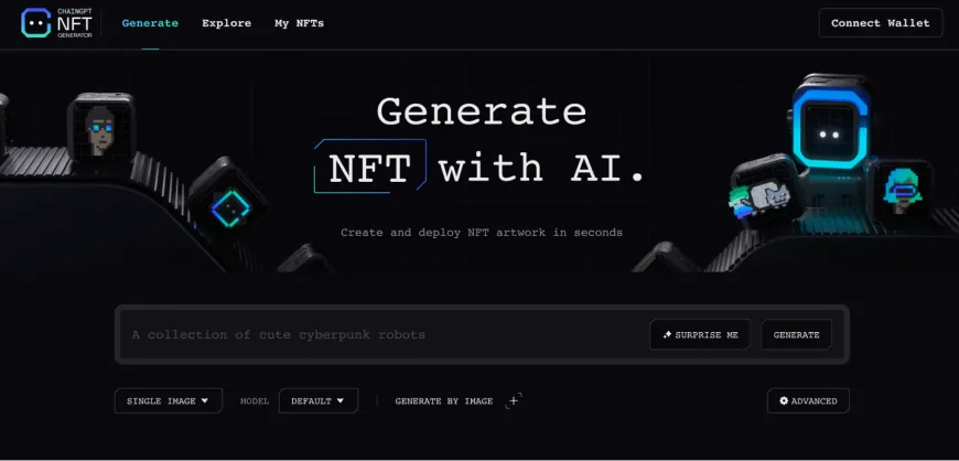 ChainGPT AI NFT Generator interface for creating NFT artwork with AI