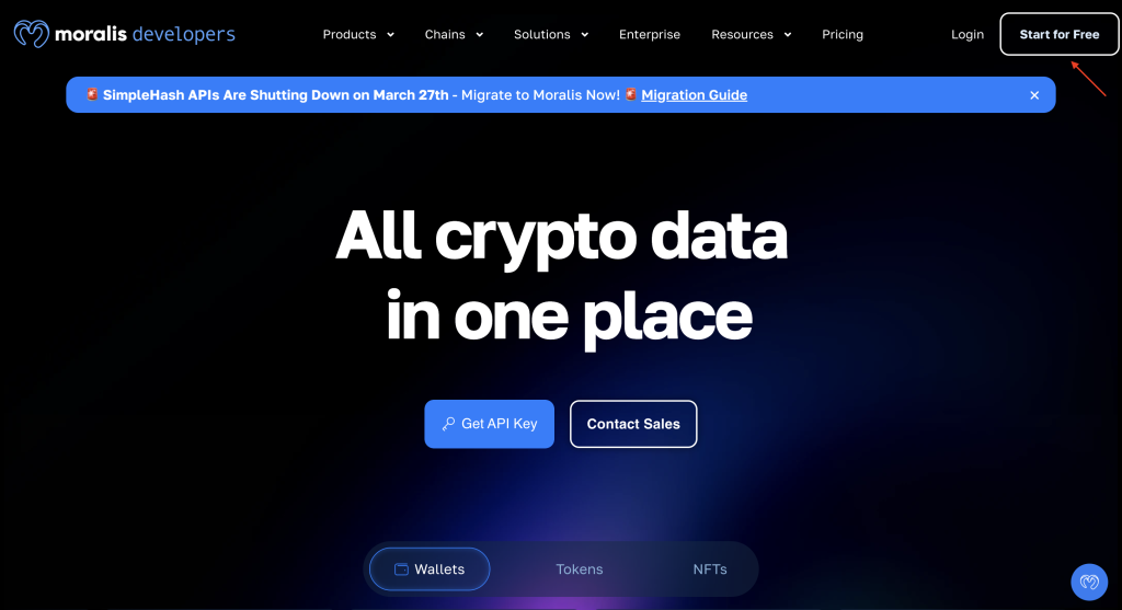 Red arrow pointing at "Start for Free"