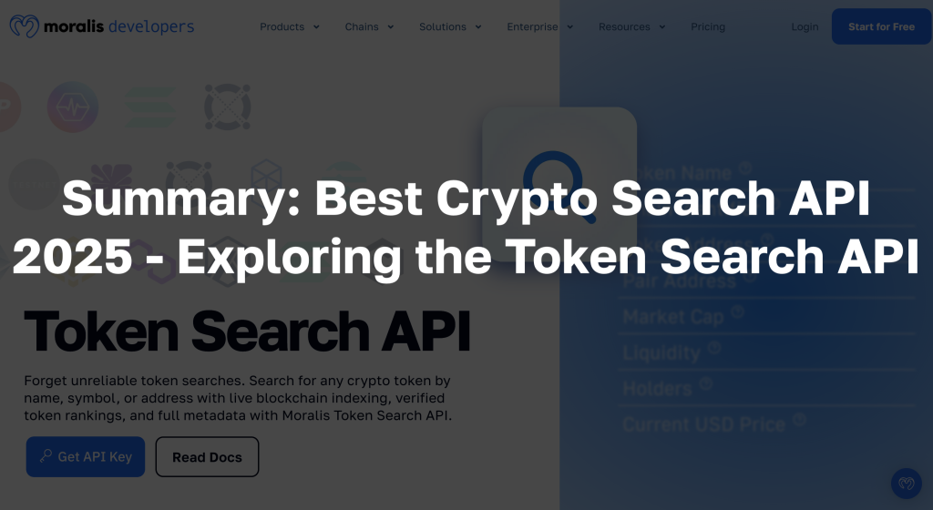 Text: "Summary: Best Crypto Search API 2025 - Exploring the Token Search API"