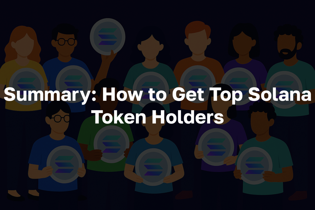 Text: "Summary: How to Get Top Solana Token Holders"