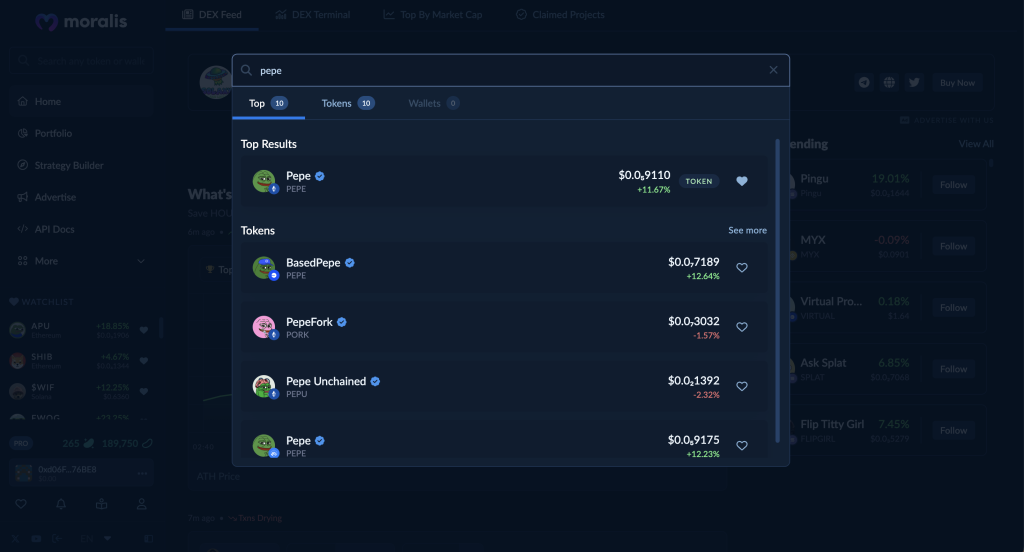 Token Search Example.
