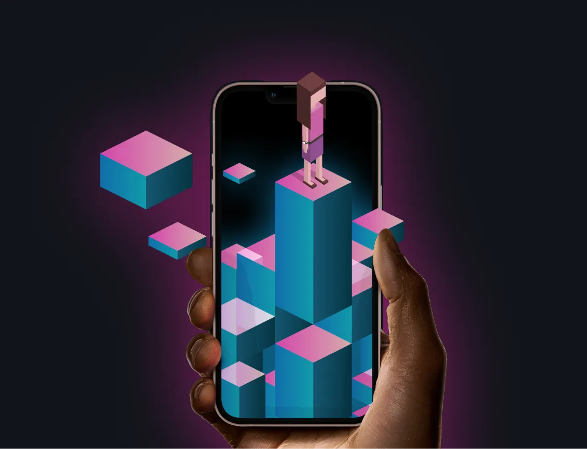 Augmented reality AR game experience on Chiliz Chain showing 3D characters and mobile treasure hunt for digital collectibles