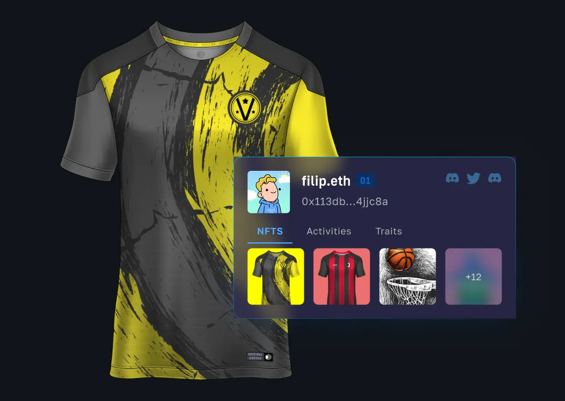 NFT merchandising use case with sports jersey collectibles displayed in wallet interface powered by Chiliz Chain and Moralis