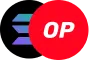 Logos of Optimism (OP) and Ethereum for historical OHLC trading data